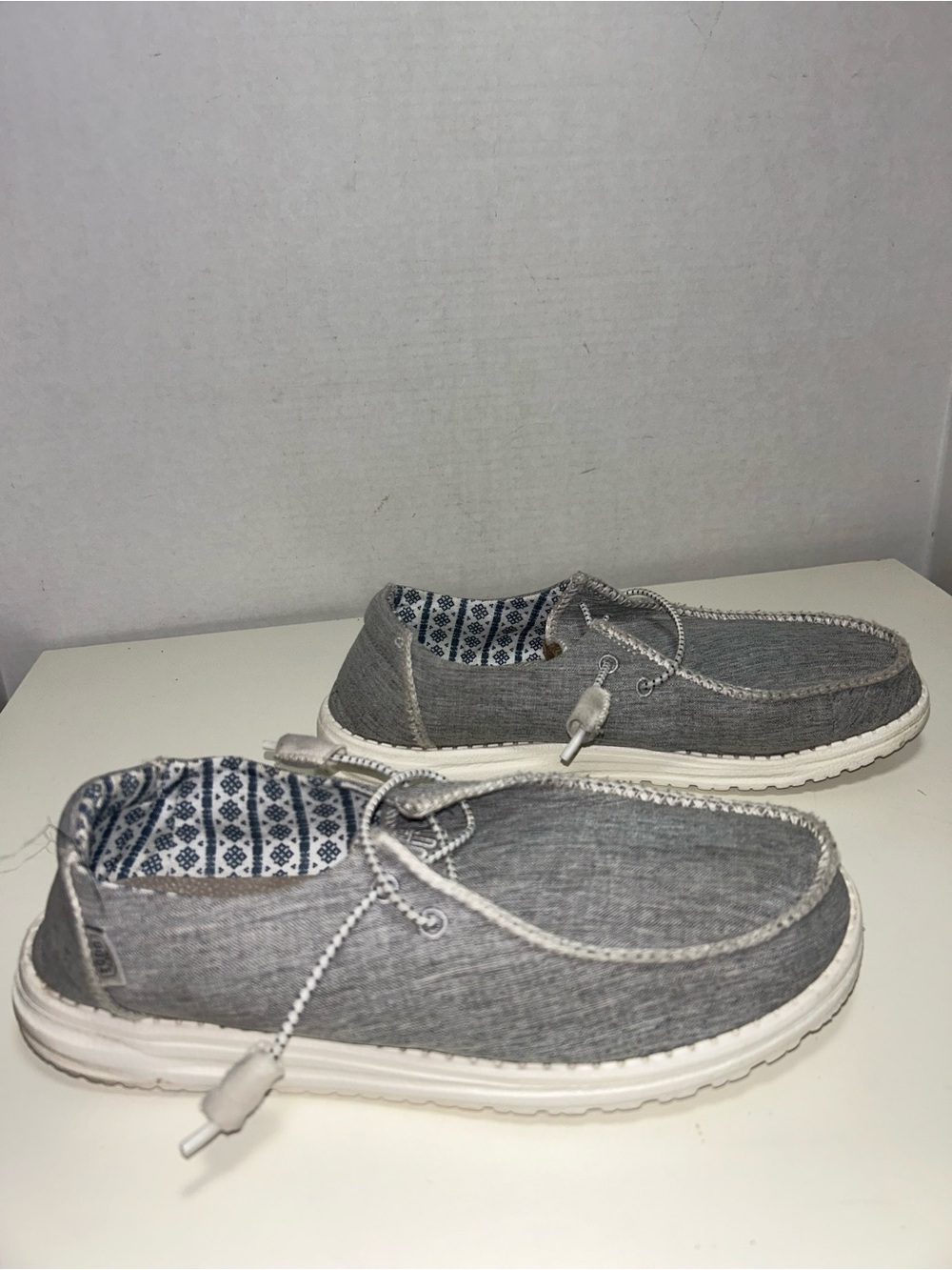 Hey Dude Wendy Boho Stitch White Melange Canvas Slip On Comfort Shoe